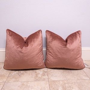 ROSE COLORED SEUDE THROW PILLOWS